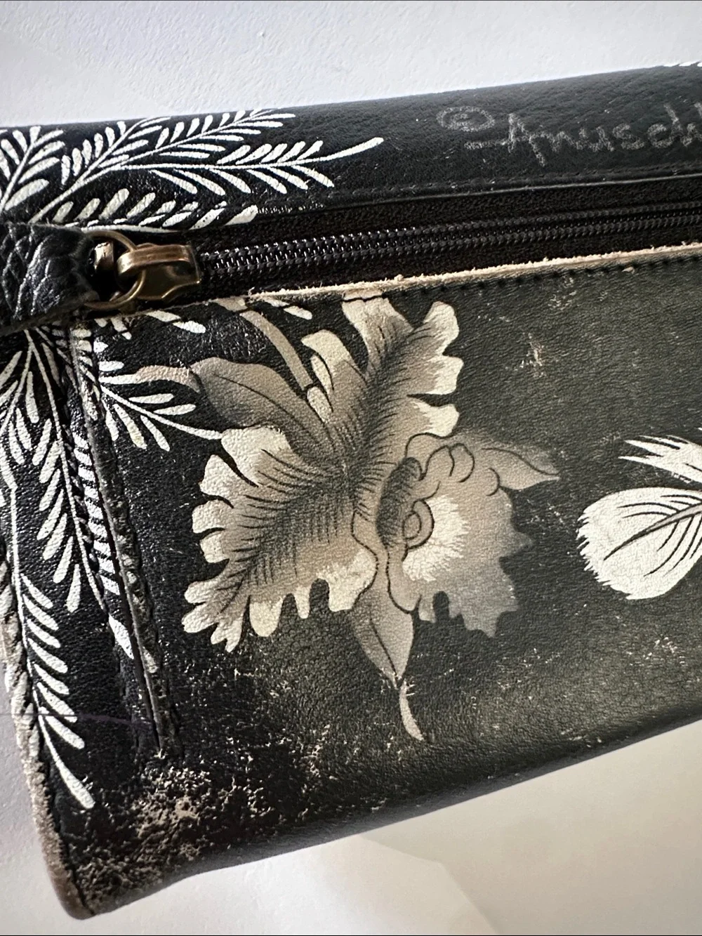 Anuschka Leather Hand Painted Wallet RFID